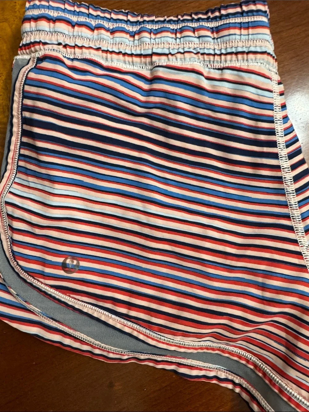 Striped Red, White & Blue Athletic Shorts